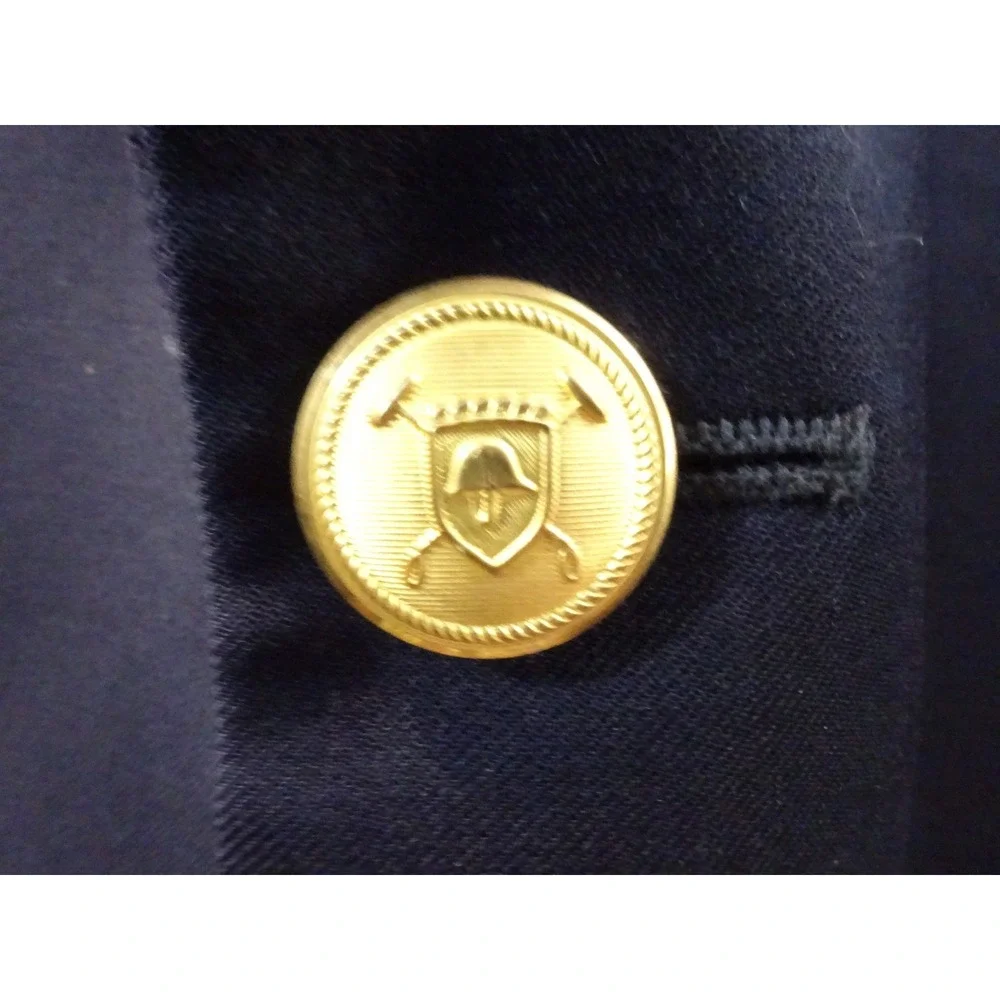Lauren Ralph Lauren Mens Navy Blue Wool Blend Blazer Gold Crest Buttons 46R